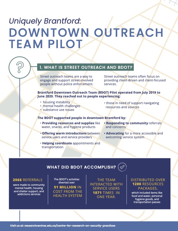 Picture of PDF flyer handout describing the Brantford Downtown Outreach Team pilot project