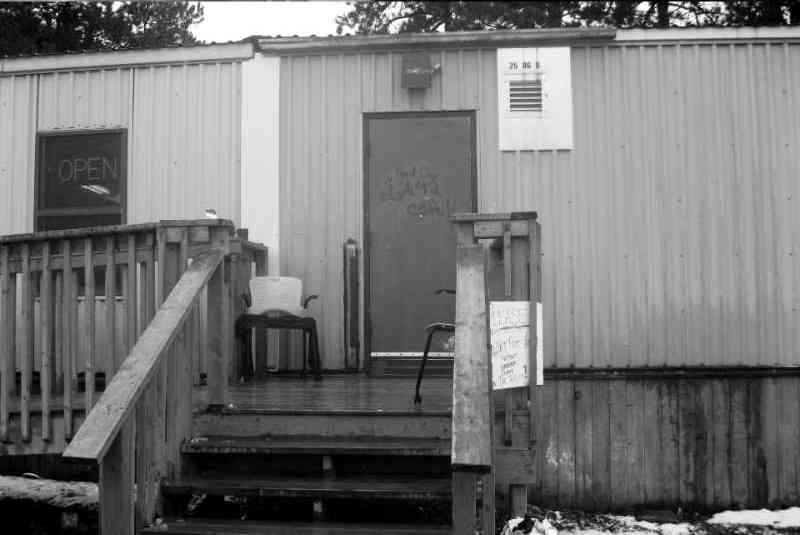 door enterance with open sign