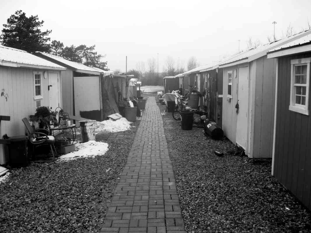 walkway between small cabins