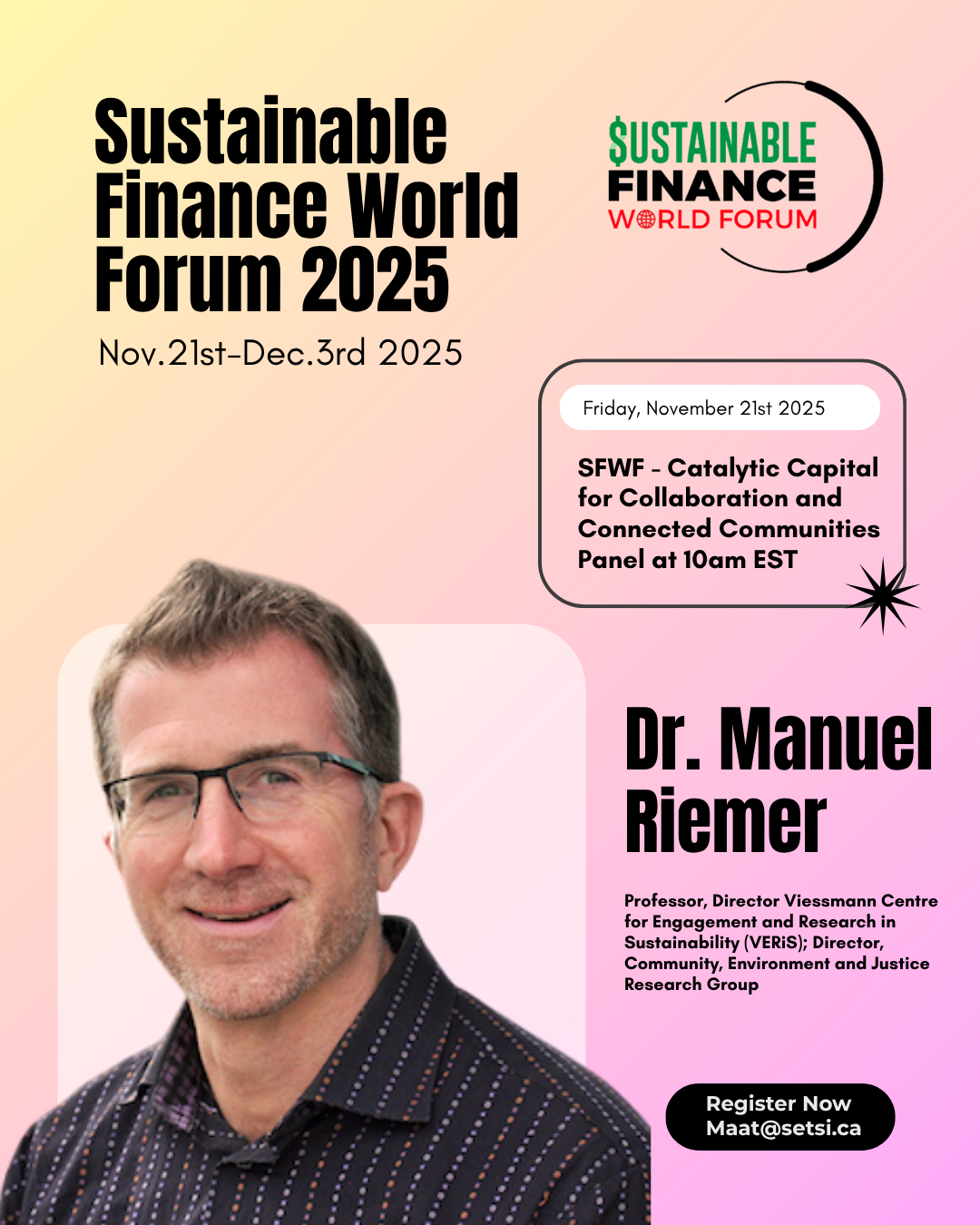 Sustainable Future Waterloo Forum 2025 poster Manuel Riemer